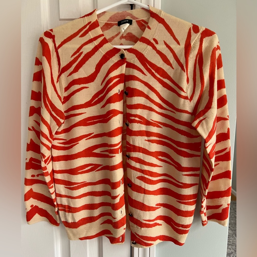 JCrew orange zebra stripe sweater